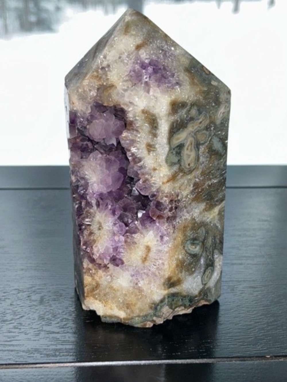 Deep Purple Project Agate and Amethyst Crystal Geode Tower, Large, NEW